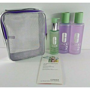 Clinique Clarifying Lotion 2 & Liquid Facial Soap Mild New W Bag 13.5 Oz 6.7 Oz